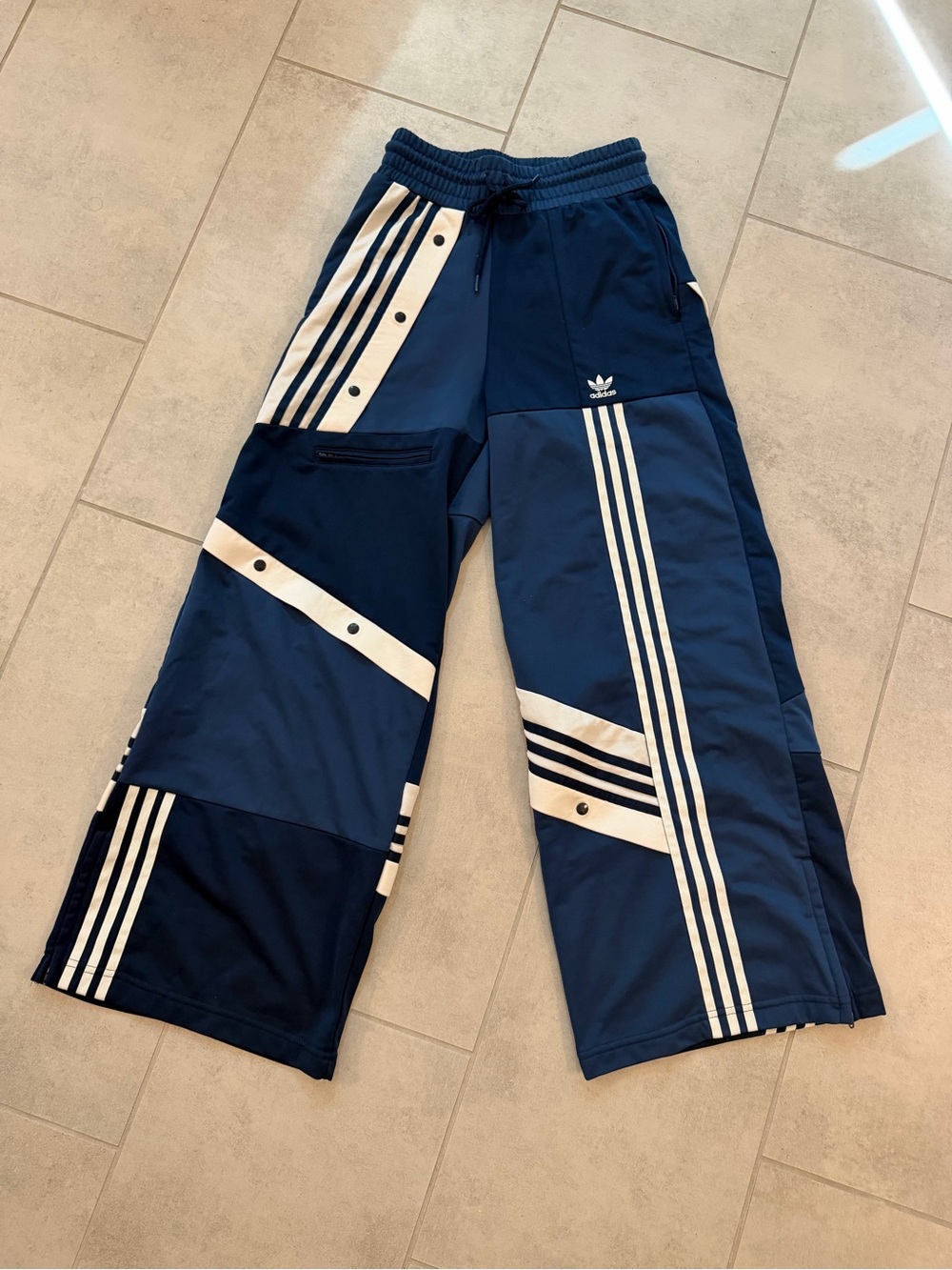 adidas x danielle cathari Navy Blue Track Pants with Snap-Trim Details
